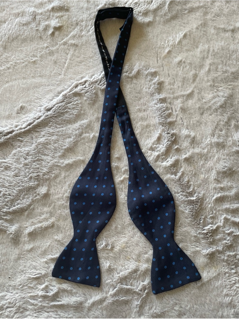 liberty Navy Blue Self-Tie Bow Tie with Light Blue Polka Dots